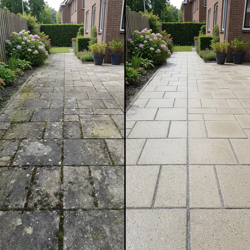 Pflasterreinigung Vorher-Nachher – professionelle Steinreinigung München