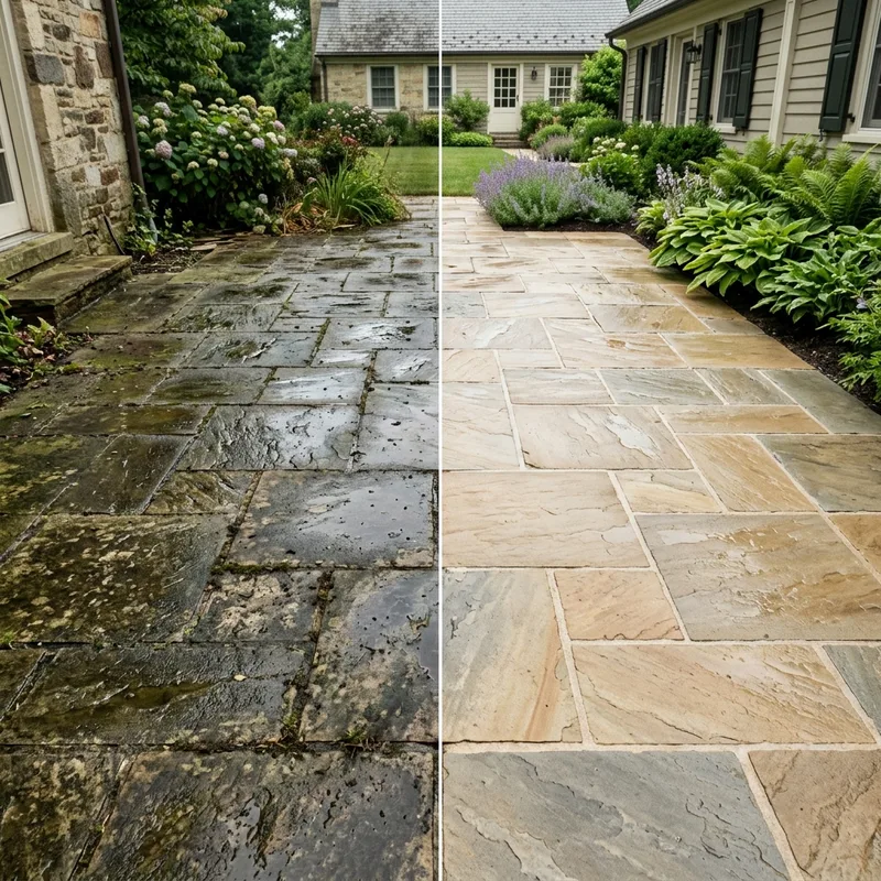 Terrassenreinigung Vorher-Nachher – saubere Terrasse München